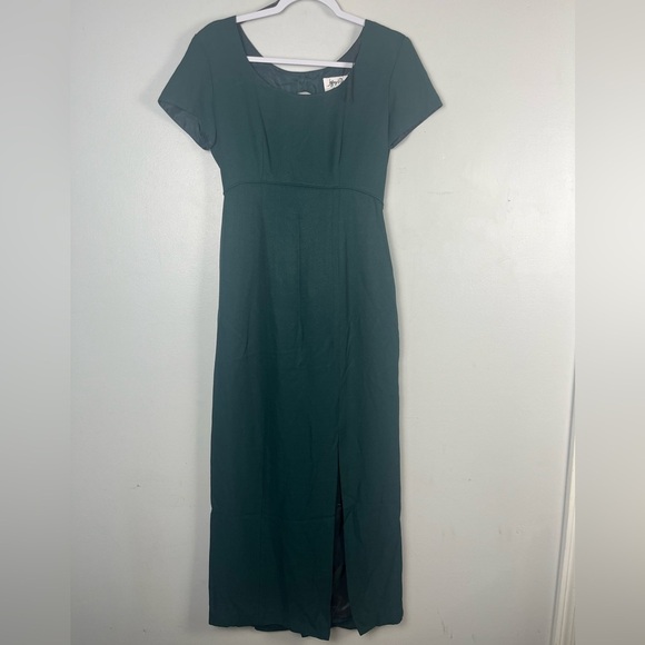 Vintage Jeffery & Dara by Tom Barr Green maxi dress with bow and cutout size 4 - Picture 1 of 7